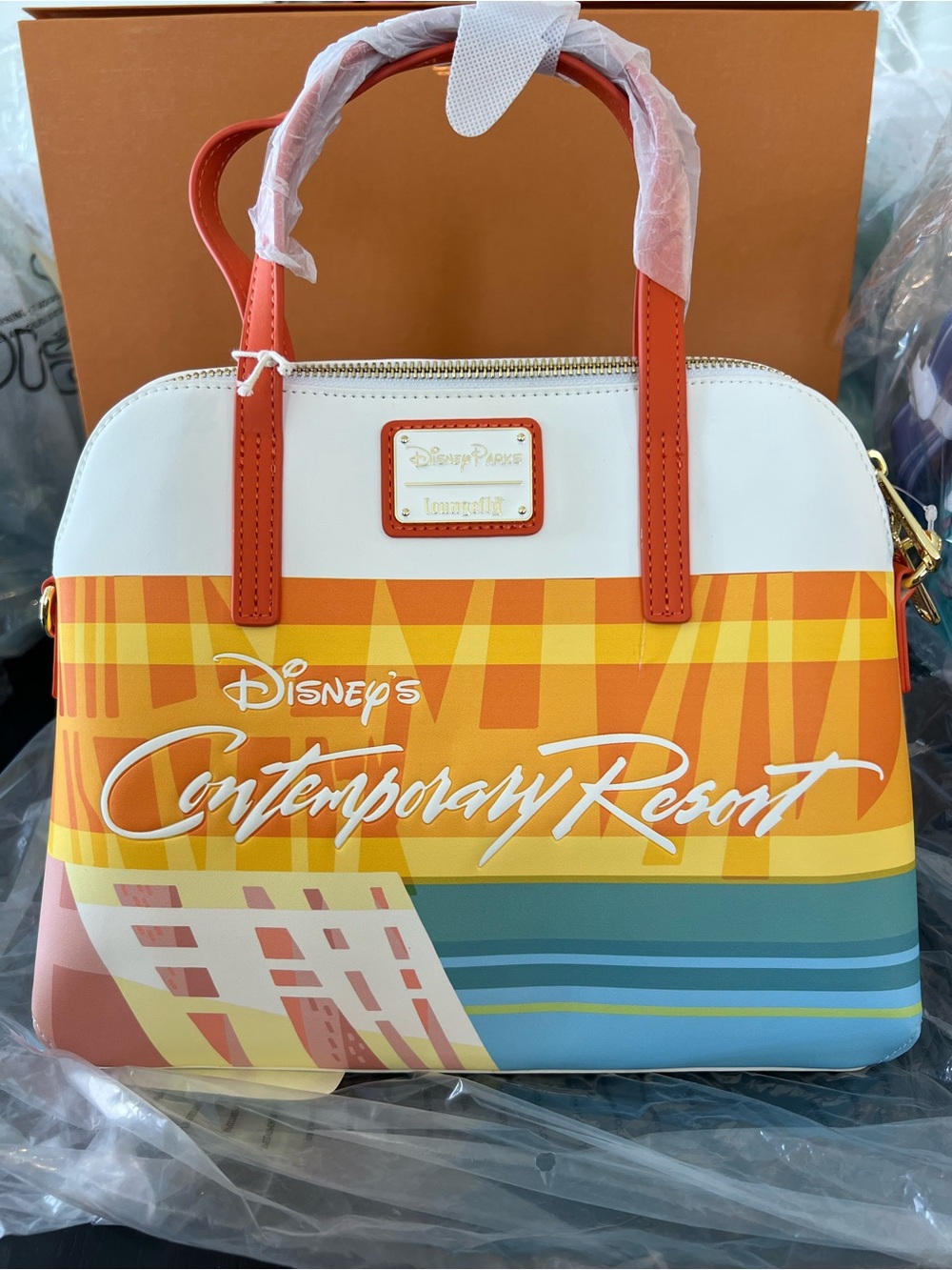 Loungefly Orange White & Multicolor Disney's Contemporary Resort Satchel